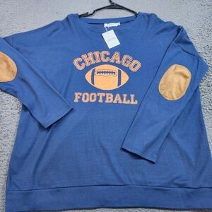 Chicago Football Graphic Top Navy Blue Elbow Patches Mens 2X Haute Edition New